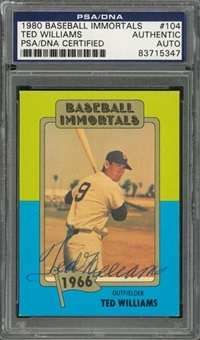 1980 TCMA "Baseball Immortals" #104 Ted Williams Signed Card - PSA/DNA Authentic